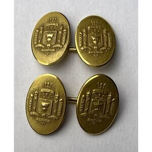 1930’S KREMENTZ U.S. NAVAL ACADEMY”EX SCIENTIA TRIDENS”14K ROLLED GOLD CUFFLINKS